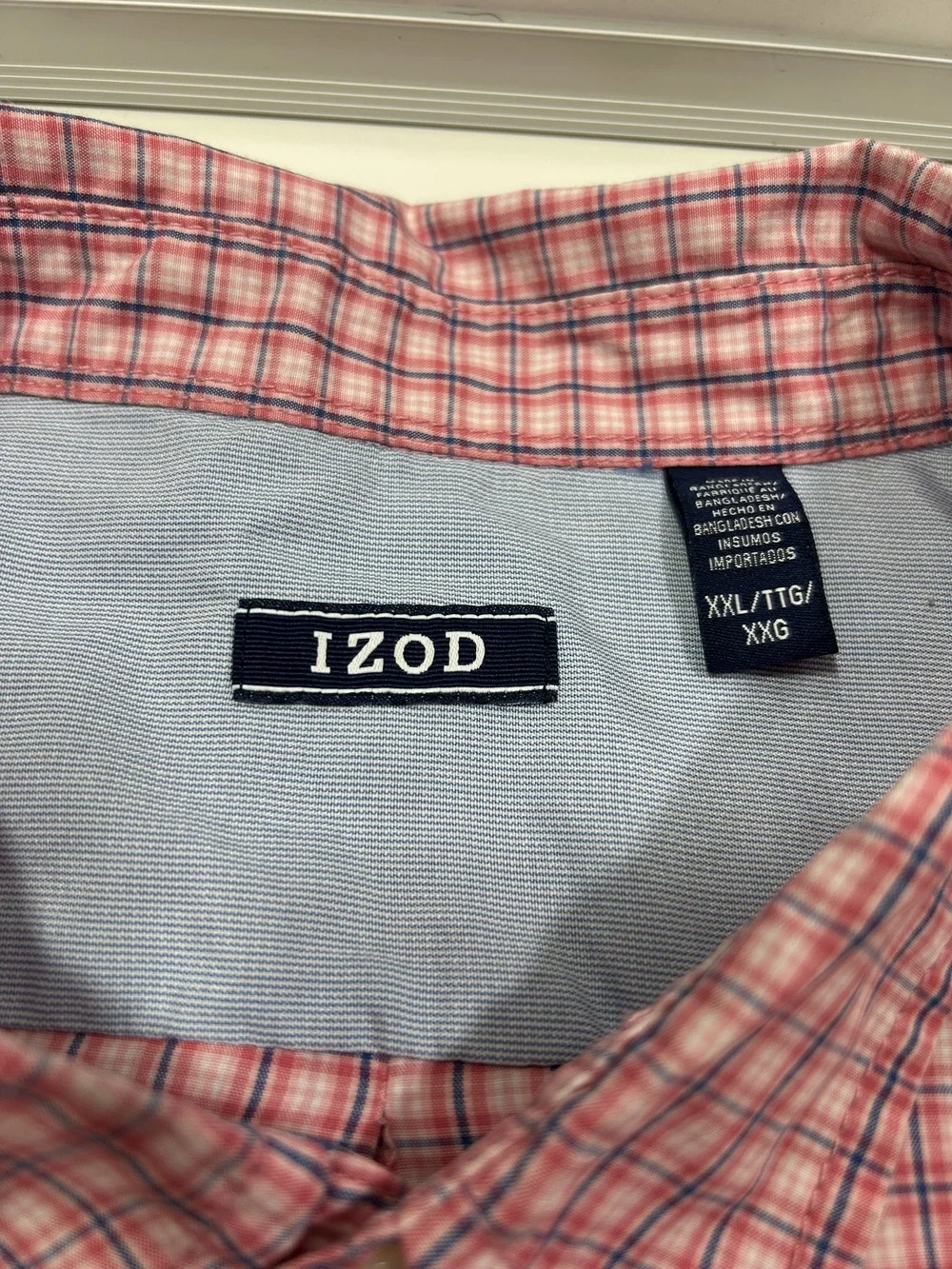 Izod XXL Button Down Pink Plaid Long Sleeve Shirt